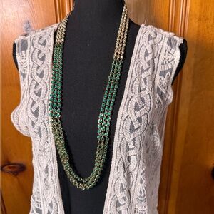 Coldwater Creek Green‎ and Gold Layered Necklace